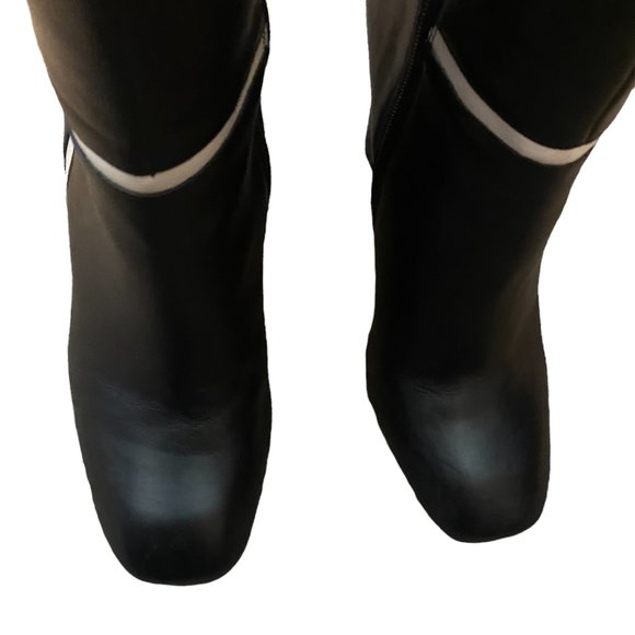 Calvin Klein Poloma Tall Black Wedge Boots w/ White Stripe Size 9 Women's - Picture 5 of 12